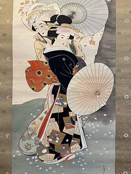 Amazon.co.jp: 模写上村松園「花見姿図」 古い掛け軸(掛軸) 肉筆 絹本 Amazon.co.jp: 模写上村松園「花見姿図」 古い掛け軸(掛軸) 肉筆 絹本